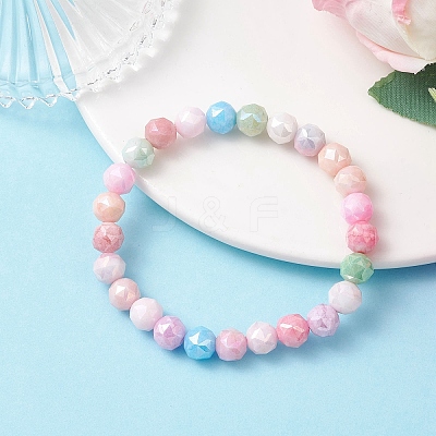 Electroplate Glass Round Beads Stretch Bracelets for Women BJEW-JB12630-02-1