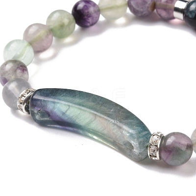 Natural Fluorite Beads Charm Bracelets BJEW-K164-B12-1