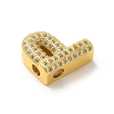 Brass Micro Pave Clear Cubic Zirconia Charms ZIRC-C009-01G-P-1