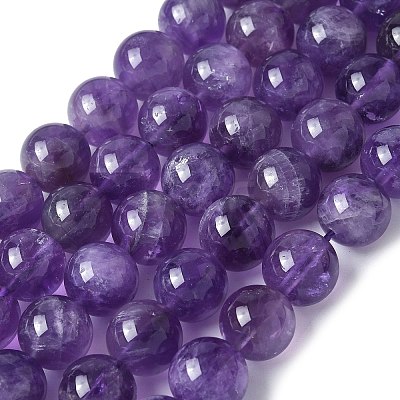 Natural Amethyst Beads Strands G-R446-10mm-21-A-1