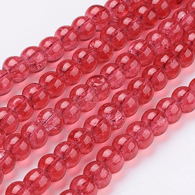 Spray Painted Crackle Glass Beads Strands LS-CCG-Q001-4mm-13-1