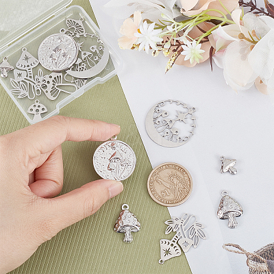 16Pcs 8 Style 201 & 304 Stainless Steel Charms STAS-SC0004-92-1