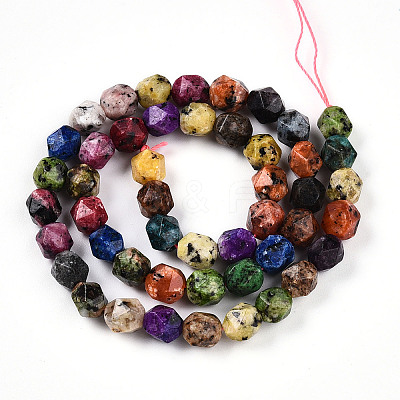 Dyed Natural Sesame Jasper Beads Strands G-T139-8mm-47A-1