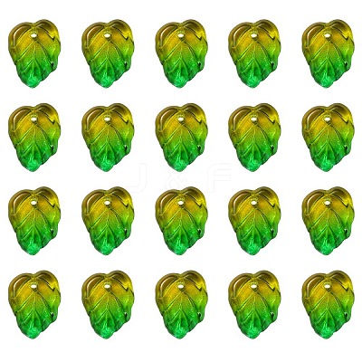 Autumn Theme Two-Tone Transparent Glass Charms GLAA-YW0001-53A-1