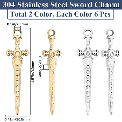 12Pcs 2 Colors 304 Stainless Steel Pendants STAS-BBC0005-57-1