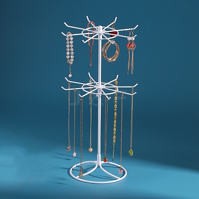 2-Tier Rotatable Iron Jewelry Display Organizer Holder for Necklaces PW-WGF40E6-04-1