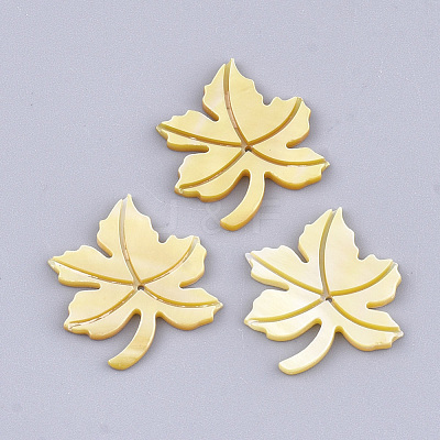 Autumn Theme Yellow Shell Pendants SSHEL-T007-12-1