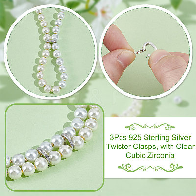 3Pcs 925 Sterling Silver Twister Clasps STER-NB0001-10P-1