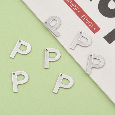 Tarnish Resistant 304 Stainless Steel Letter Charms STAS-O072-P-1