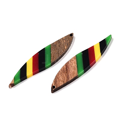 Jamaican Colour Epoxy Resin & Walnut Wood Pendants RESI-N039-122E-1
