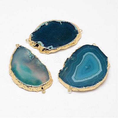 Electroplated Natural & Dyed Agate Links connectors G-N0168-022-1