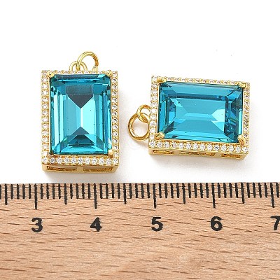 Brass Micro Pave Cubic Zirconia Pendants KK-C252-02E-G-1