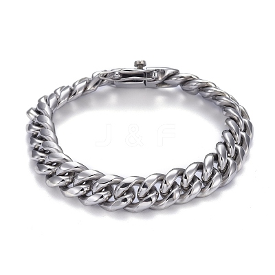 Tarnish Resistant Men's 304 Stainless Steel Cuban Link Chain Bracelets BJEW-P263-B02-P-1