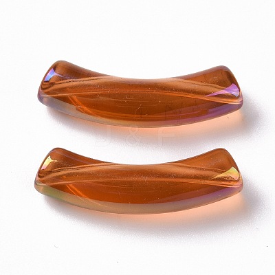 UV Plating Transparent Rainbow Iridescent Acrylic Beads OACR-A016-01-1