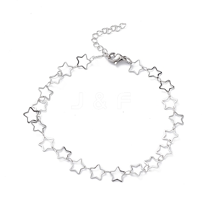 Non-Tarnish 304 Stainless Steel Star Link Chain Anklets for Men Women STAS-B039-14P-1