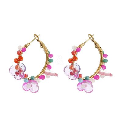 201 Stainless Steel Acrylic Hoop Earrings FS-WG443EA-16-1
