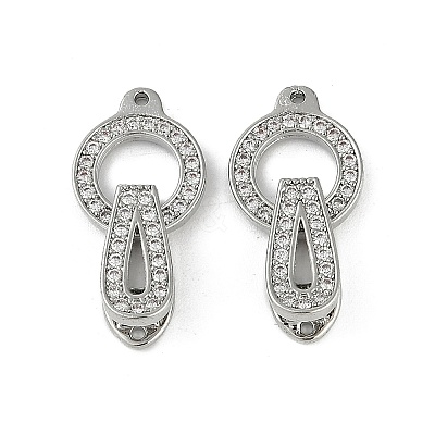 Brass Clear Cubic Zirconia Fold Over Clasps KK-Z078-09P-1