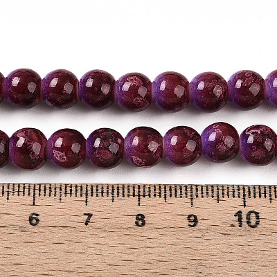 Baking Paint Glass Beads Strands DGLA-N008-8mm-04-1