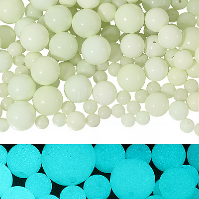 100Pcs 4 Styles Luminous Round Glass Beads GGLA-SC0001-20B-1