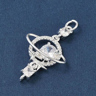 Brass Micro Pave Clear Cubic Zirconia Pendants KK-K407-48S-1