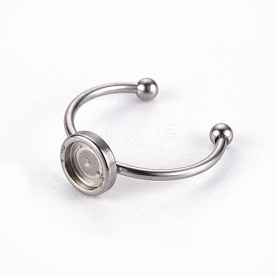 Tarnish Resistant 201 Stainless Steel Cuff Pad Ring Settings STAS-S080-042B-P-1