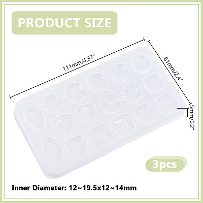 3Pcs Square/Horse Eye/Teardrop DIY Faceted Gemstone Cabochon Silicone Molds DIY-HY0002-70-1