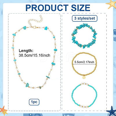 Synthetic Turquoise Jewelry Earring & Necklace & Bracelet Sets SJEW-PH0001-19-1