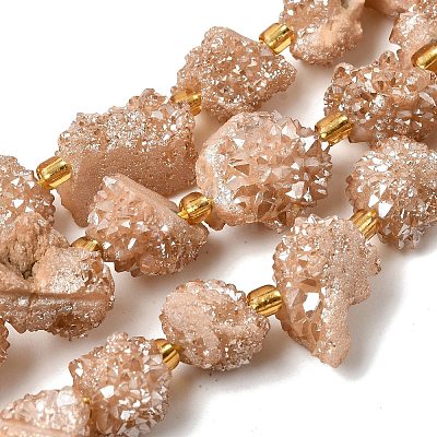 Electroplated Natural Druzy Agate Beads Strands G-G289-02D-1