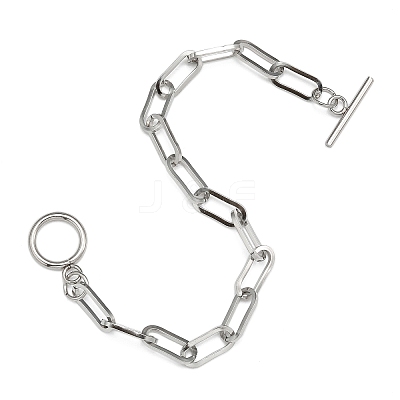 Tarnish Resistant 304 Stainless Steel Paperclip Chain Bracelets BJEW-O186-03P-1