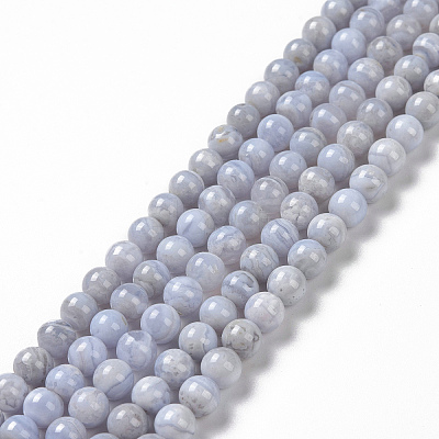Natural Blue Lace Agate Beads Strands G-P342-04-6mm-AB-1