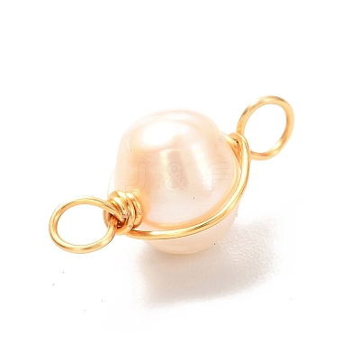 Natural Cultured Freshwater Pearl Beads Links Connectors X1-PALLOY-JF00944-1