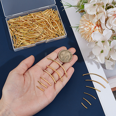 240Pcs 6 Styles Brass Curved Tube Beads KK-PH0012-26-1