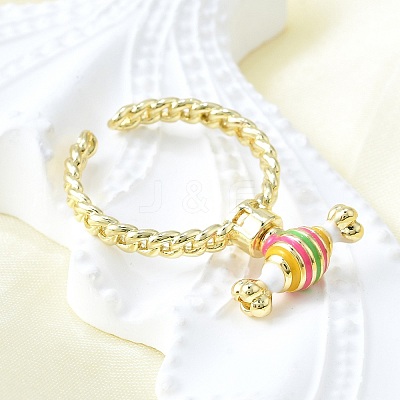 Brass Enamel Open Cuff Rings for Women RJEW-F179-08G-01-1