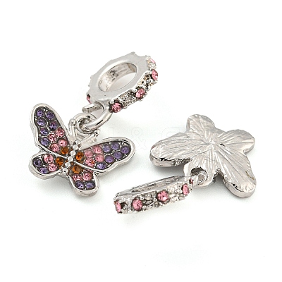 Rack Plating Alloy Pave Colorful Rhinestone Insect European Dangle Charms FIND-B034-14P-03-1