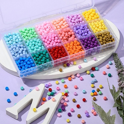 18 Colors Opaque Acrylic Beads DIY-YW0005-37-1