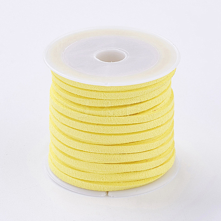 3x1.5mm Yellow Flat Faux Suede Cord X-LW-R003-38-1