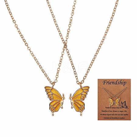 2Pcs Matching Butterfly Pendant Necklaces Set JN1033E-1