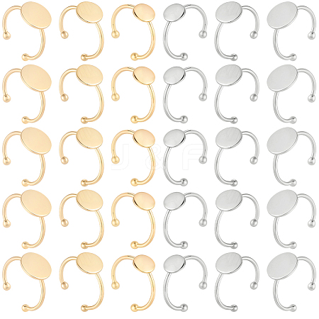 30Pcs 6 Styles Adjustable 304 Stainless Steel Finger Rings Components STAS-BBC0007-97-1