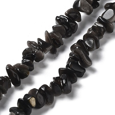 Natural Silver Sheen Obsidian Chip Beads Strands G-M205-07A-1