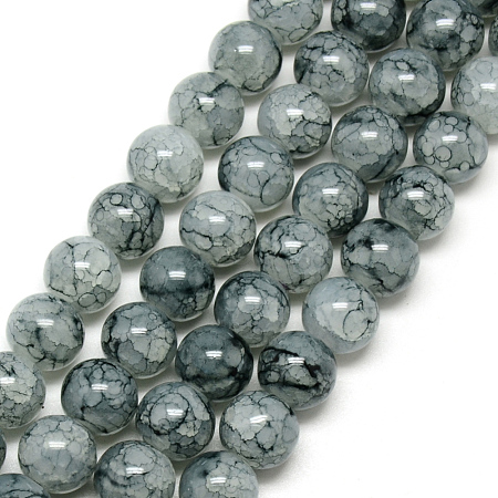 Baking Painted Crackle Glass Beads Strands X-DGLA-Q023-8mm-YS49-1