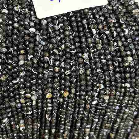 Natural Dyed & Heated Black Agate Beads Strands LS-G-RM250101-C18-1