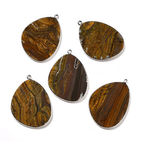 Natural Tiger Eye Pendants G-K347-02G-03-1