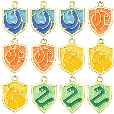 12Pcs 4 Colors Alloy Enamel Pendants ENAM-YW0003-93-1