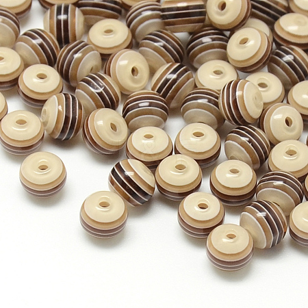 Transparent Stripe Resin Beads RESI-S345-6mm-08-1