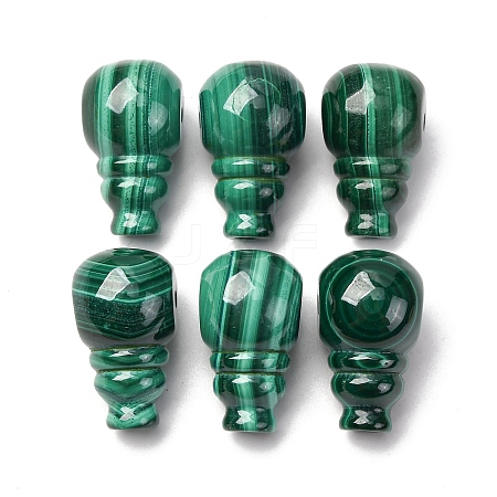 Natural Malachite 3 Hole Guru Beads G-D312-03-1