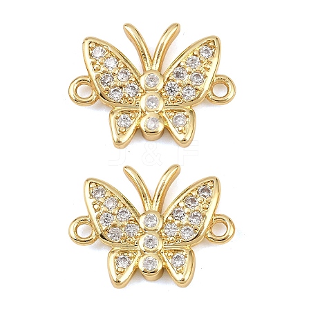 Brass Pave Cubic Zirconia Connector Charms KK-L251-15G-1