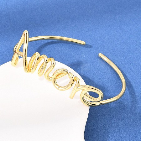 Amour Brass Open Cuff Bangles BJEW-F528-03G-1