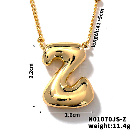 Simple and Stylish Brass Letter Pendant Satellite Chain Necklaces for Women Men GF2554-26-1