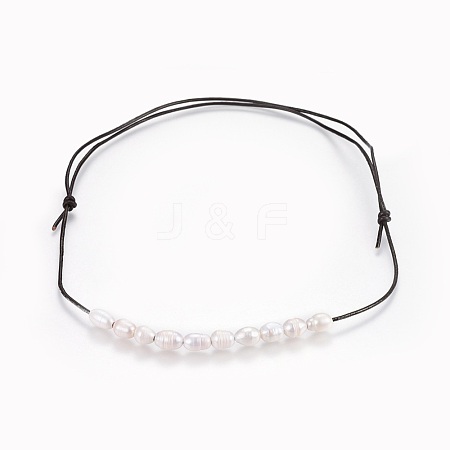 Adjustable Natural Pearl Beaded Necklaces NJEW-JN02305-01-1