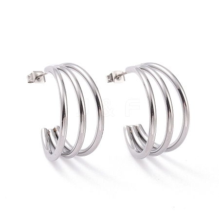 Non-Tarnish 304 Stainless Steel C-shape Stud Earrings EJEW-G298-13B-P-1